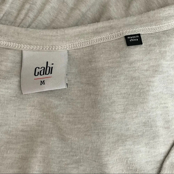 CAbi | Hangout Tee Peplum Top Short Sleeve Heathered Oatmeal - Picture 8 of 10